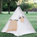 Kids Canvas Teepee Play Tent with Roll Up Door and Window, Fully Assembled