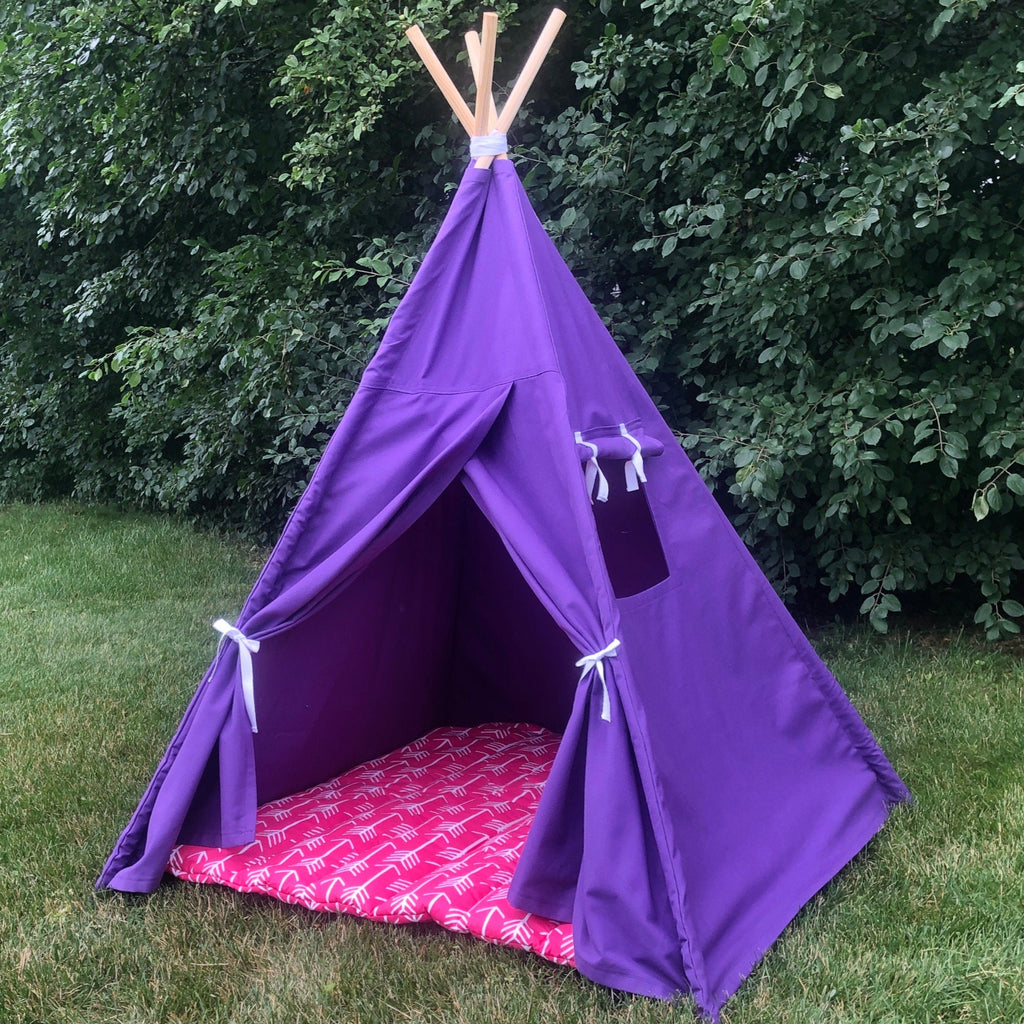 Canvas Kids Teepee Tent 13 COLORS, 5 Sizes, Includes Window, Ships FULLY ASSEMBLED