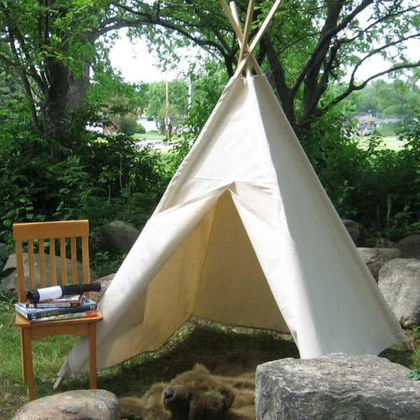 Canvas Teepee Tent, Five Sizes, Can Include Window with Roll Up Shade, Kids Play Tent, Poles Included