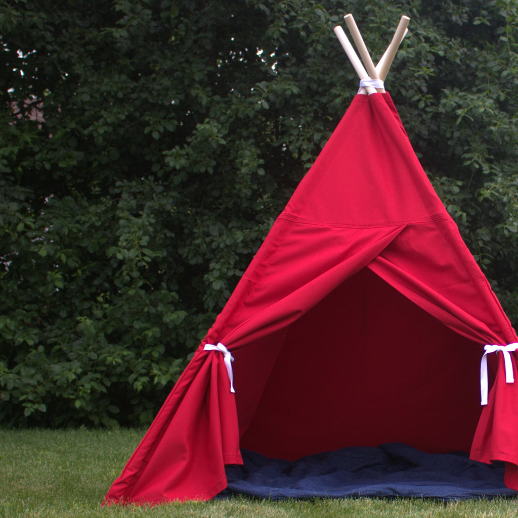 Canvas Kids Teepee Play Tent with Window, 14 Colors, 5 Sizes